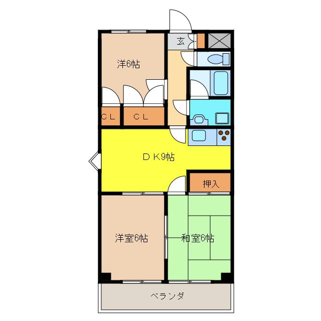 PARK HILLS(3DK/2階)の間取り写真