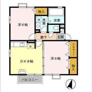 リビングタウンいせ E(2DK/2階)の間取り写真