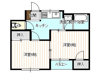 銀座ハイツ(2K/3階)の間取り写真
