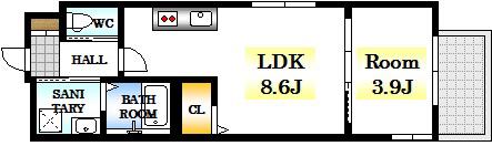 月光江波東参番館(1LDK/2階)の間取り写真