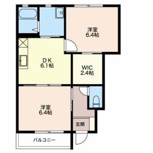 アーバンスクエアC棟(2DK/1階)の間取り写真