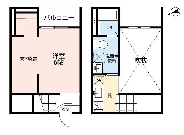 CIEL 五女子(1K/1階)の間取り写真