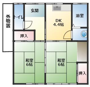 八木アパート(2DK/1階)の間取り写真