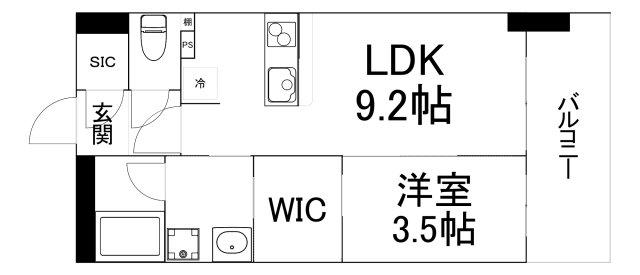 アスヴェル阿波座BLUE EARTH(1LDK/2階)の間取り写真