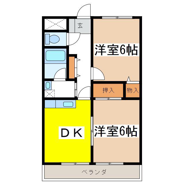 NAKATAマンション(2DK/1階)の間取り写真
