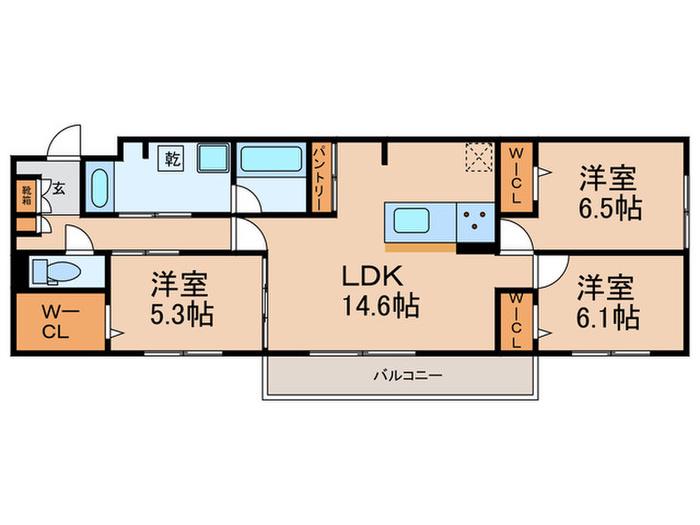 シャンドフルール(3LDK/3階)の間取り写真