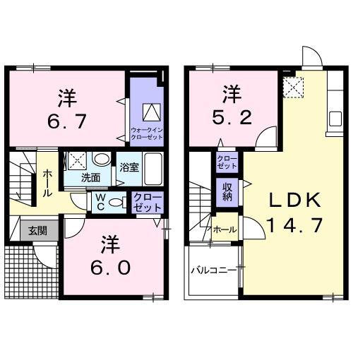 カーサ住吉台II(3LDK/1階)の間取り写真