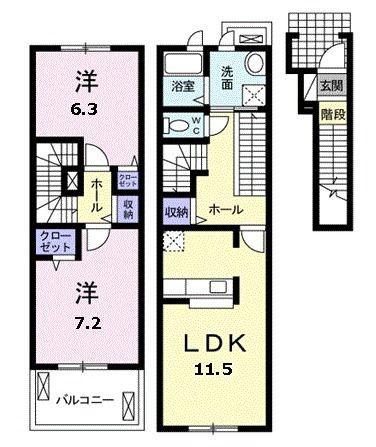 マタン ブリエIII(2LDK/1階)の間取り写真