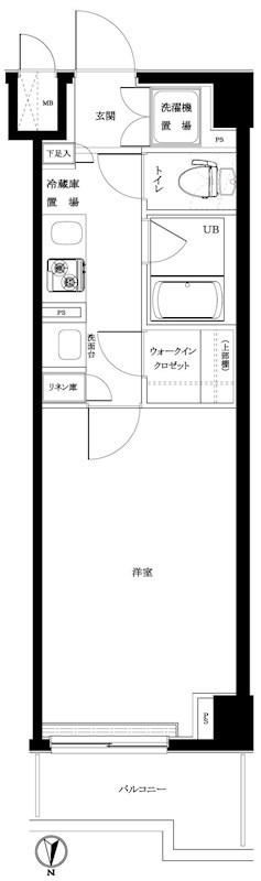 ルーブル大鳥居伍番館(1K/3階)の間取り写真