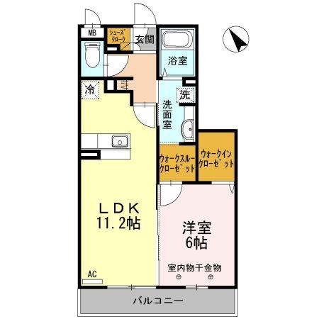 ラロシェル(1LDK/3階)の間取り写真