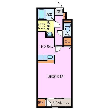 ファイン(ワンルーム/3階)の間取り写真