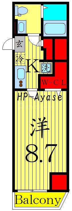 HF綾瀬レジデンス(1K/9階)の間取り写真