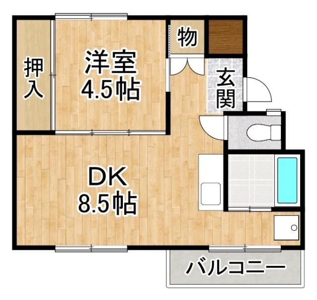 ビレッジハウス帯広1号棟(1DK/1階)の間取り写真