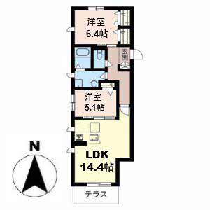 SHAMAISONGREENSCENT(2LDK/1階)の間取り写真