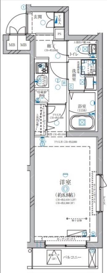 ディアレイシャス溝の口(1K/1階)の間取り写真