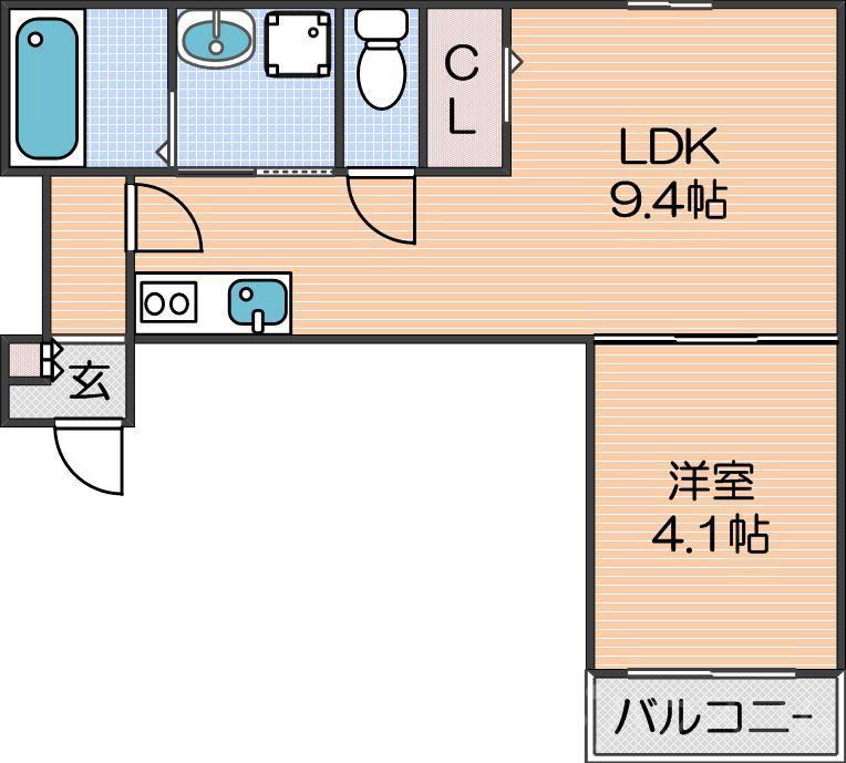 AIA難波南(1LDK/2階)の間取り写真