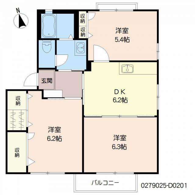 ビバブルエクティ IV棟(3DK/2階)の間取り写真