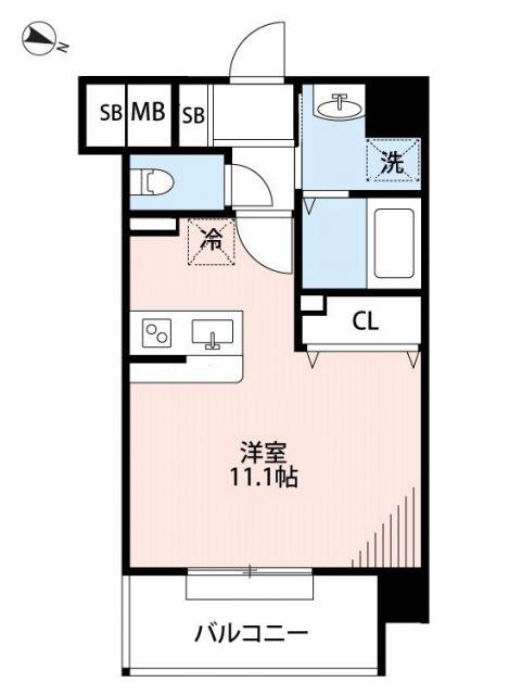CHELSEA MANOR新屋敷(ワンルーム/2階)の間取り写真