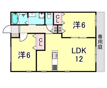 シャーメゾン豊楽A(2LDK/1階)の間取り写真