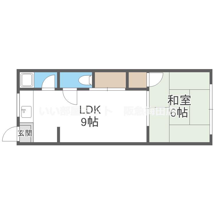 シティーハイツ箕面(1LDK/1階)の間取り写真