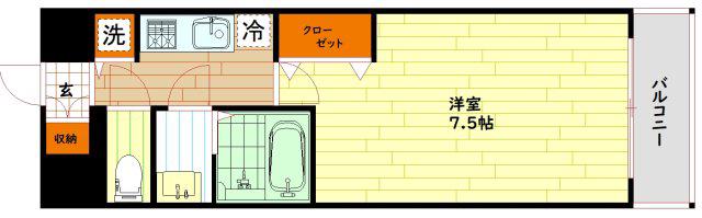 ウォークフォレスト御幸町(1K/4階)の間取り写真