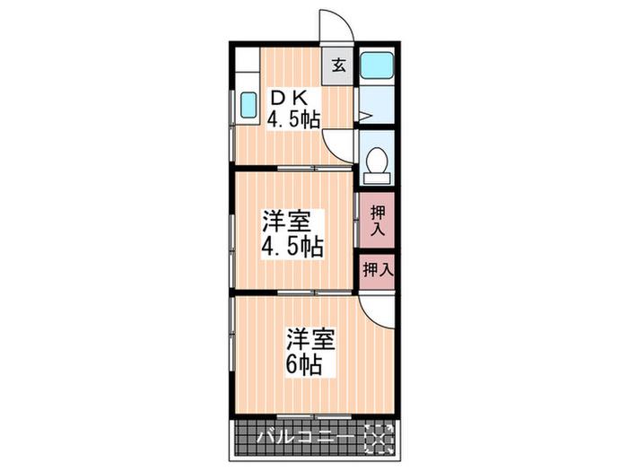 リノア五日市駅前(2K/2階)の間取り写真
