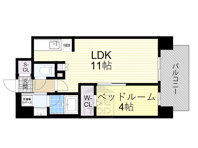 リヴィエール江坂江の木公園(1LDK/14階)の間取り写真
