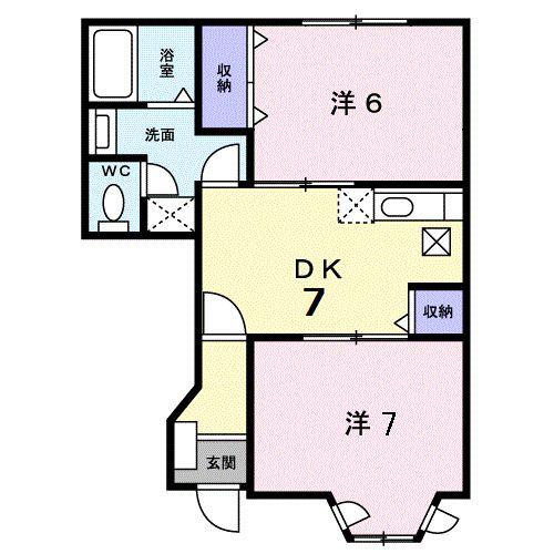 グランディールA(2DK/1階)の間取り写真