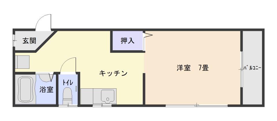 ＪＲ指宿枕崎線 谷山駅(ＪＲ) 徒歩3分 3階建 築26年(1K/2階)の間取り写真