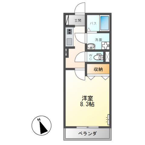 フルール(1K/1階)の間取り写真