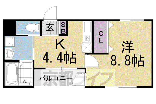 スマートマンション夢ゾン大手筋(1K/3階)の間取り写真