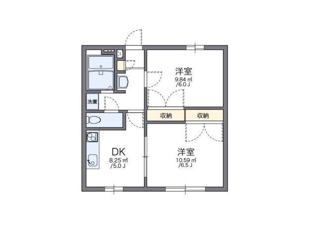 レオパレスBUNGA RAYA DUA(2DK/1階)の間取り写真