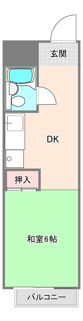 錦町チサンマンション(1DK/6階)の間取り写真