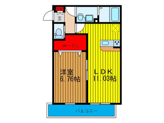 REVE(1LDK/3階)の間取り写真