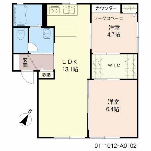 アルカディア  A棟(2LDK/1階)の間取り写真