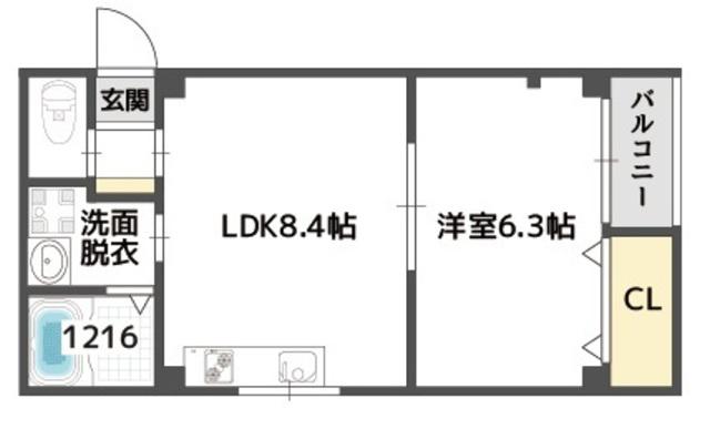 レクラン小路東(1LDK/2階)の間取り写真