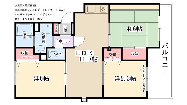 シルキーC(3LDK/2階)の間取り写真