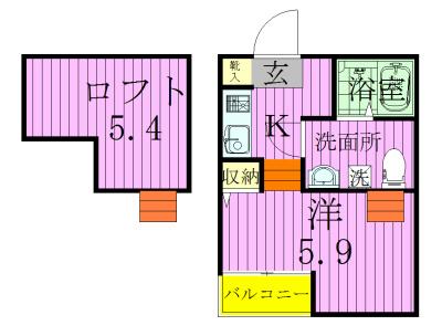 KAHALE松戸B(1K/1階)の間取り写真