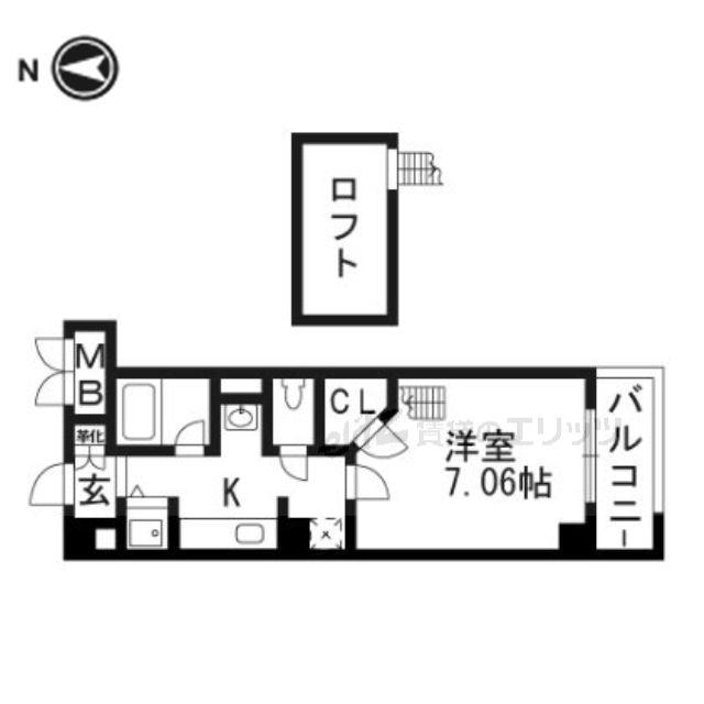 ヴィラさくら(1K/2階)の間取り写真