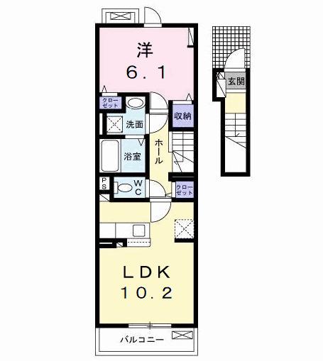 アリウム A(1LDK/2階)の間取り写真