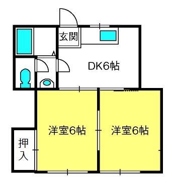 カーサアザレア(2DK/2階)の間取り写真