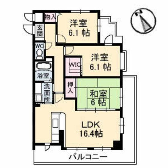 プリムローズ(3LDK/4階)の間取り写真