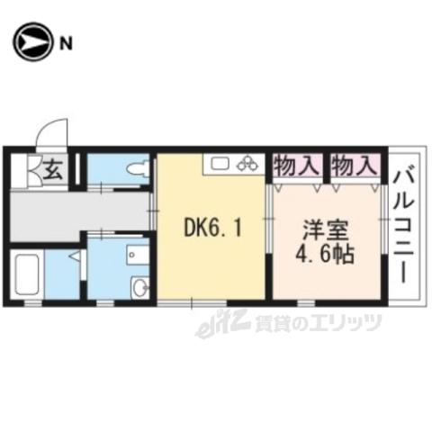 CARREHEUREUXGOJO(1DK/2階)の間取り写真