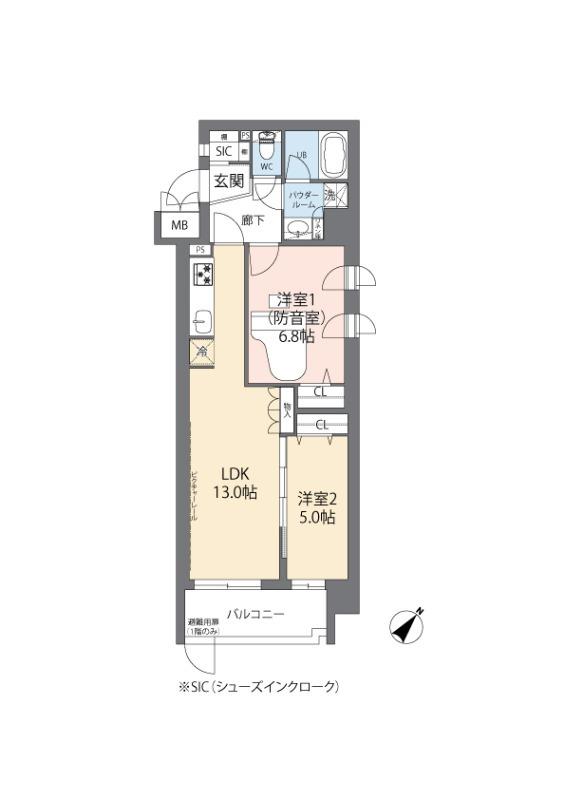 ミュージション朝霞台(2LDK/1階)の間取り写真
