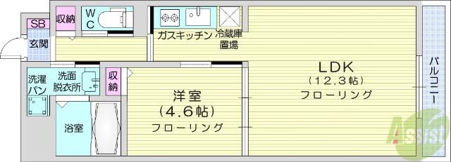 エトワール M(1LDK/5階)の間取り写真