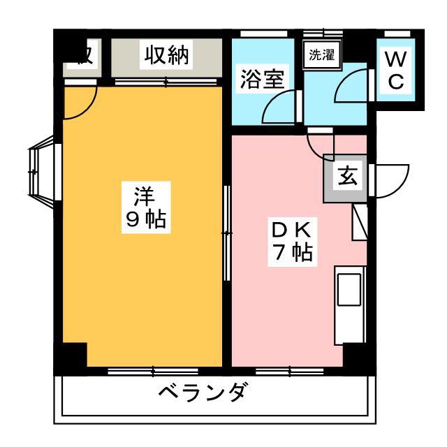 サンハイツ新沢田(1DK/2階)の間取り写真