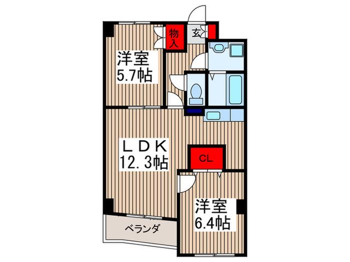 グレートリヴァー(2LDK/5階)の間取り写真