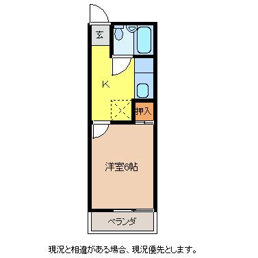 第三王神ハイツ(1K/1階)の間取り写真