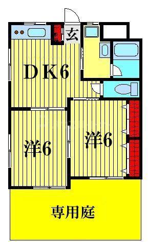ソフィアPET新柏(2DK/1階)の間取り写真