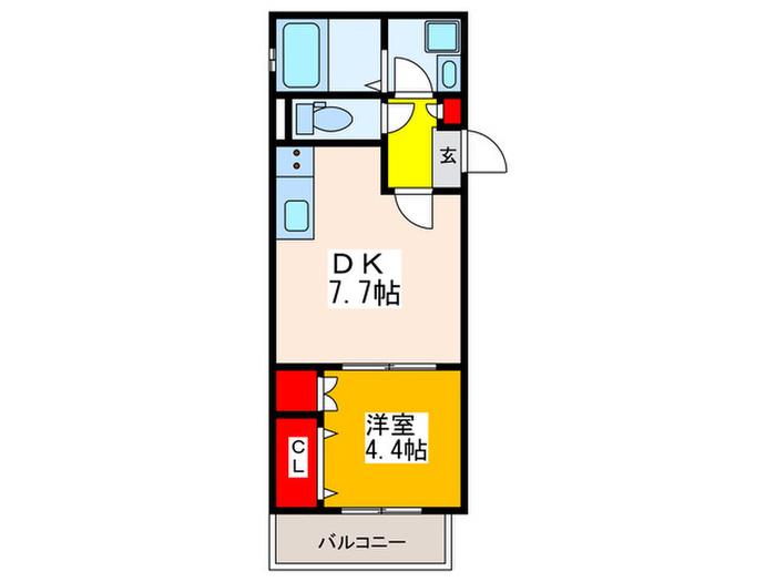 ALEGRIA長瀬ノース(1DK/1階)の間取り写真